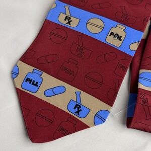 Vintage Vicky Davis Filler Up 100% Silk Necktie Doctor Pharmacist USA Made Tie
